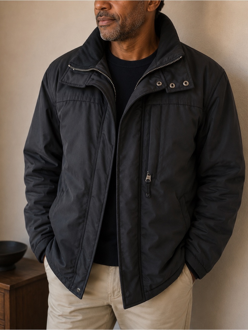 Weatherproof Men's Black Performance Jacket with Zip Chest Pocket